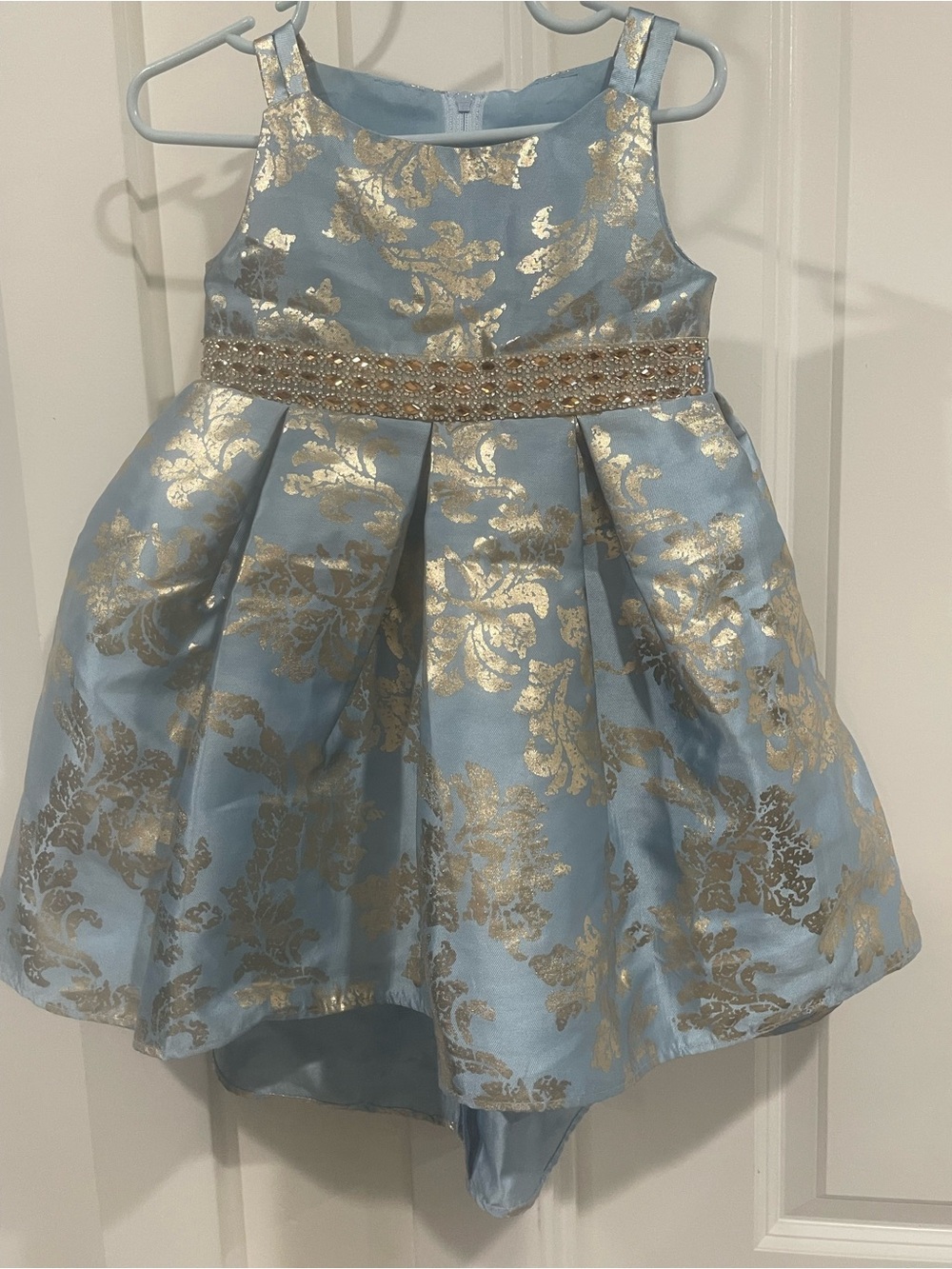 Rare Editions Blue and Gold Floral Party Dress